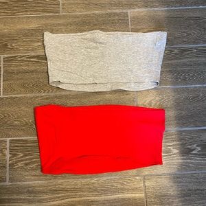 Two, XL Divided tube tops (heather grey and red)